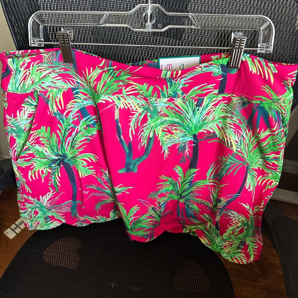 Lillie Green Hot Pink Palm-Print Skort NWT Large